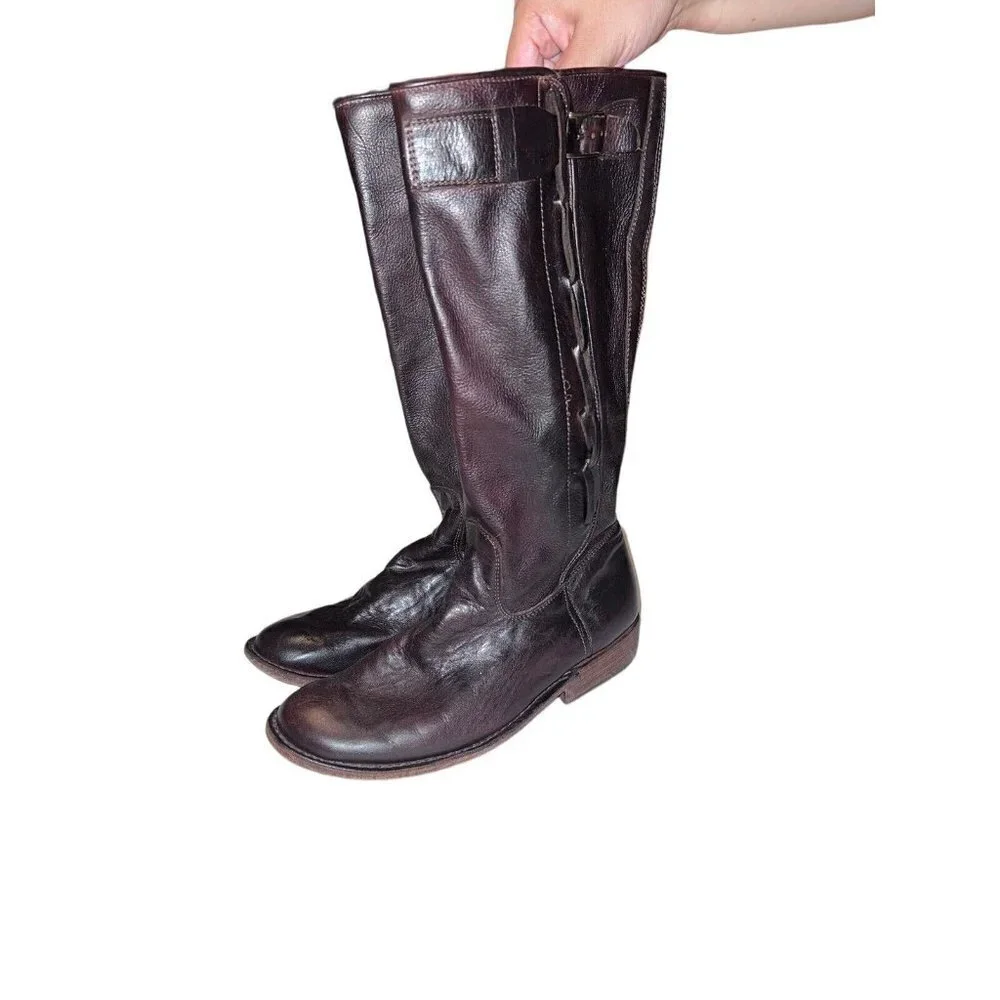 BED STU Cobbler Series 608 Riding Boots Brown Loop Detail Leather Sz 6